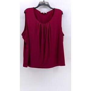 JONES STUDIO SEPARATES Women's Plus Burgundy Pleated Sleeveless Top SZ 22W